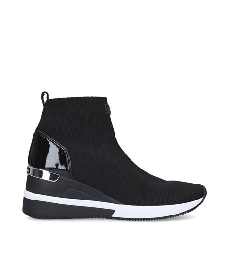 michael kors black sock sneakers|mk skyler wedge sneakers.